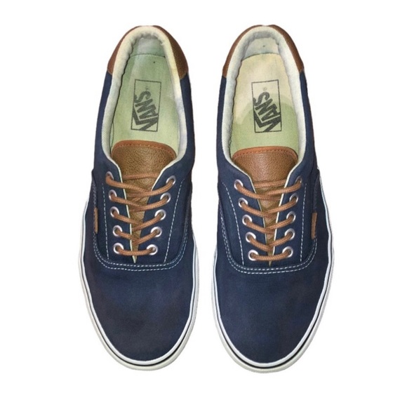 Vans C&L Era 59 Navy/Tan Leather Trim Skate Sneakers - Picture 3 of 6